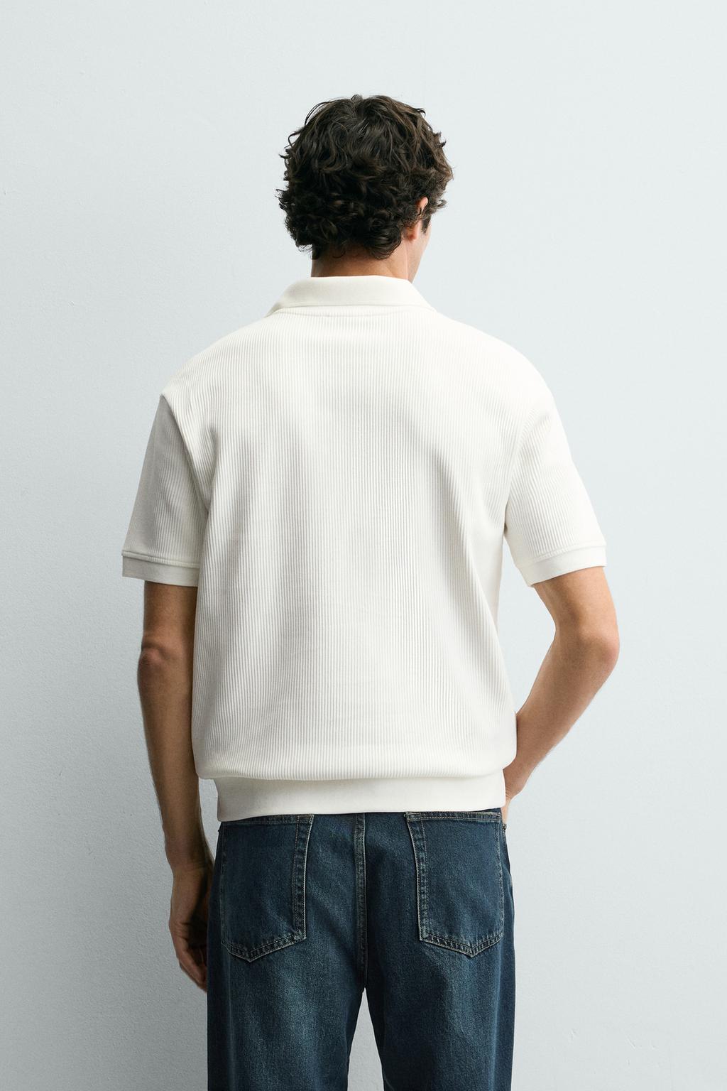 ZARA MEN Drop shoulder Polo T-shirt Navy blue