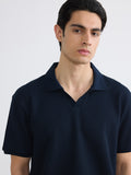 ZARA MEN Drop shoulder Polo T-shirt Navy blue