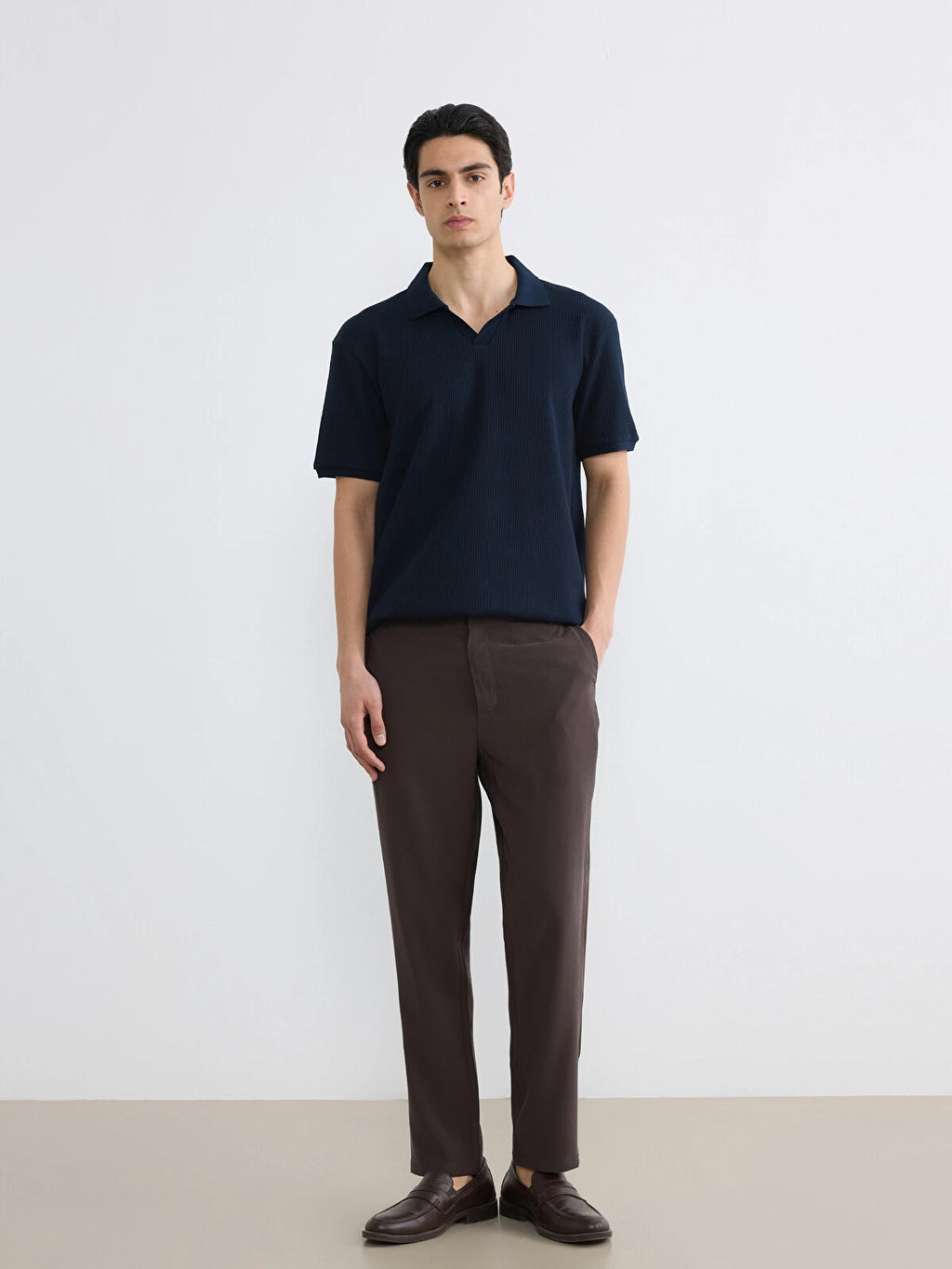 ZARA MEN Drop shoulder Polo T-shirt Navy blue